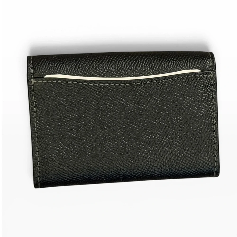 NWT Coach CH487 Envelope Card Case Black Crossgrain Leather Gold Hardware 4x3‎